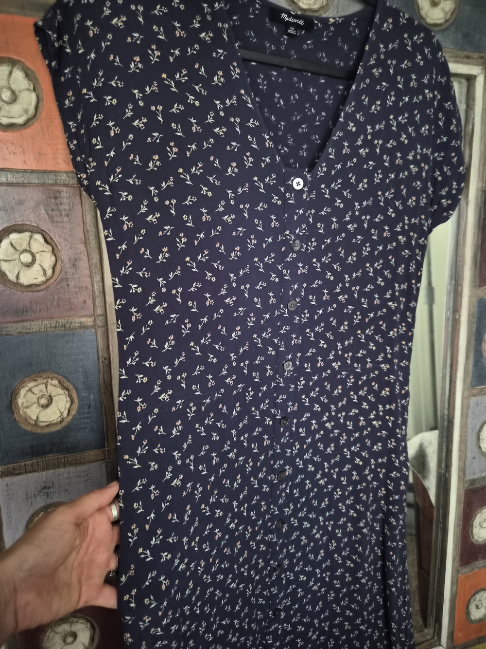 Madewell Navy Floral Midi Dress - Picture 2 of 5